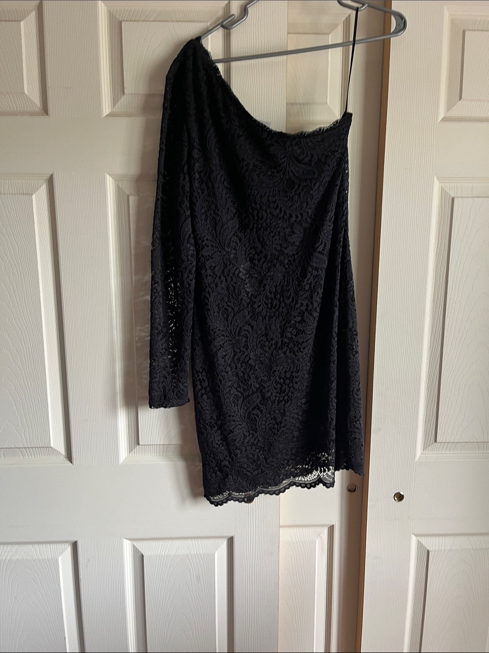 One-Shoulder Black Lace Dress